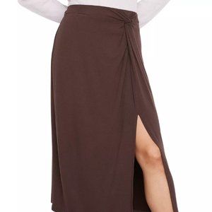 Vince Side Brown Twist Midi Skirt